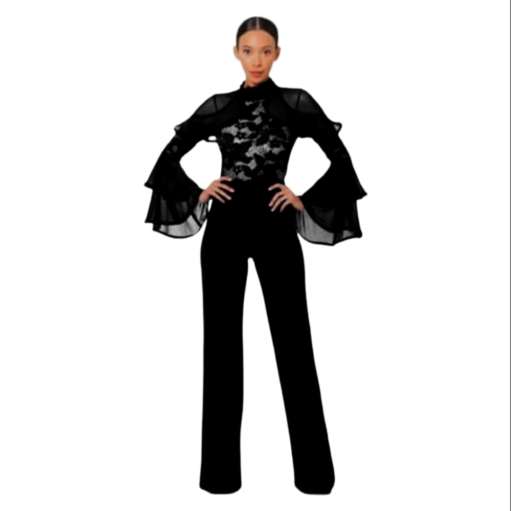 Black Ruffle Jumpsuit